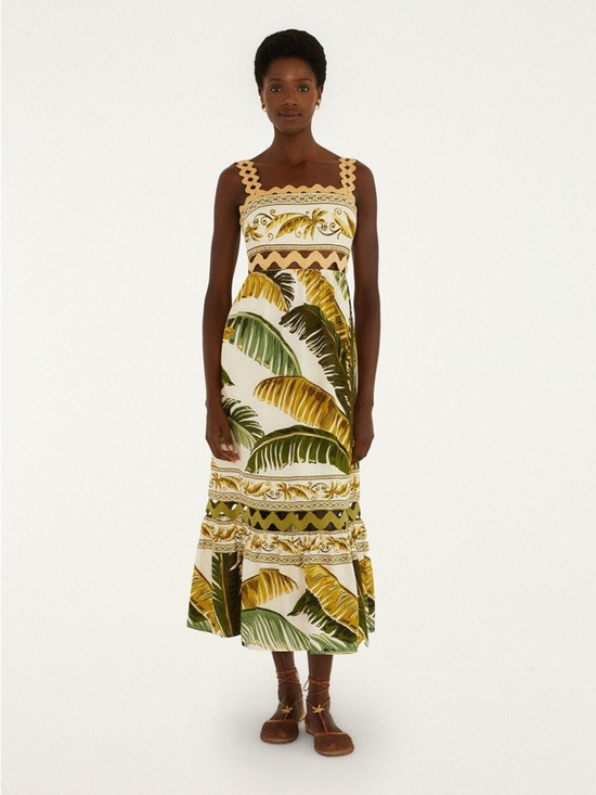 FARM Rio Dresses & Skirts - Farm Rio Sand Trancoso Wavy Trim Maxi Dress